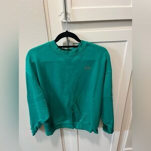 Alo Accolade Crew Neck Pullover, Green, Size M